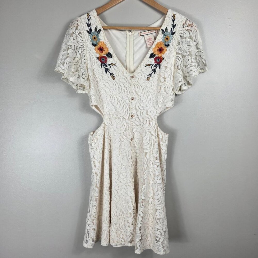 Flying Tomato Cut Out Embroidered Lace Dress